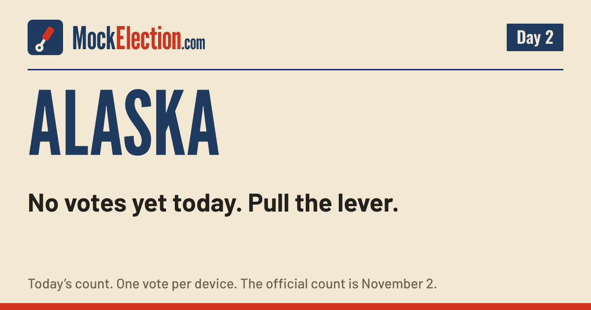 I Voted card, Alaska Mock Election, Day 2
