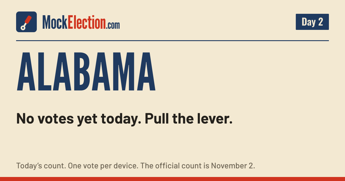 I Voted card, Alabama Mock Election, Day 2
