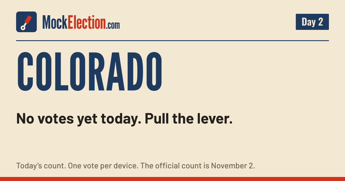 I Voted card, Colorado Mock Election, Day 2