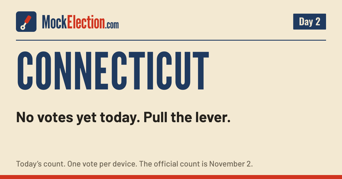 I Voted card, Connecticut Mock Election, Day 2
