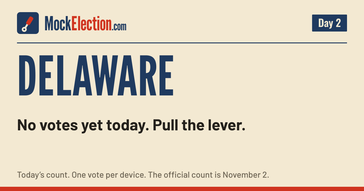 I Voted card, Delaware Mock Election, Day 2