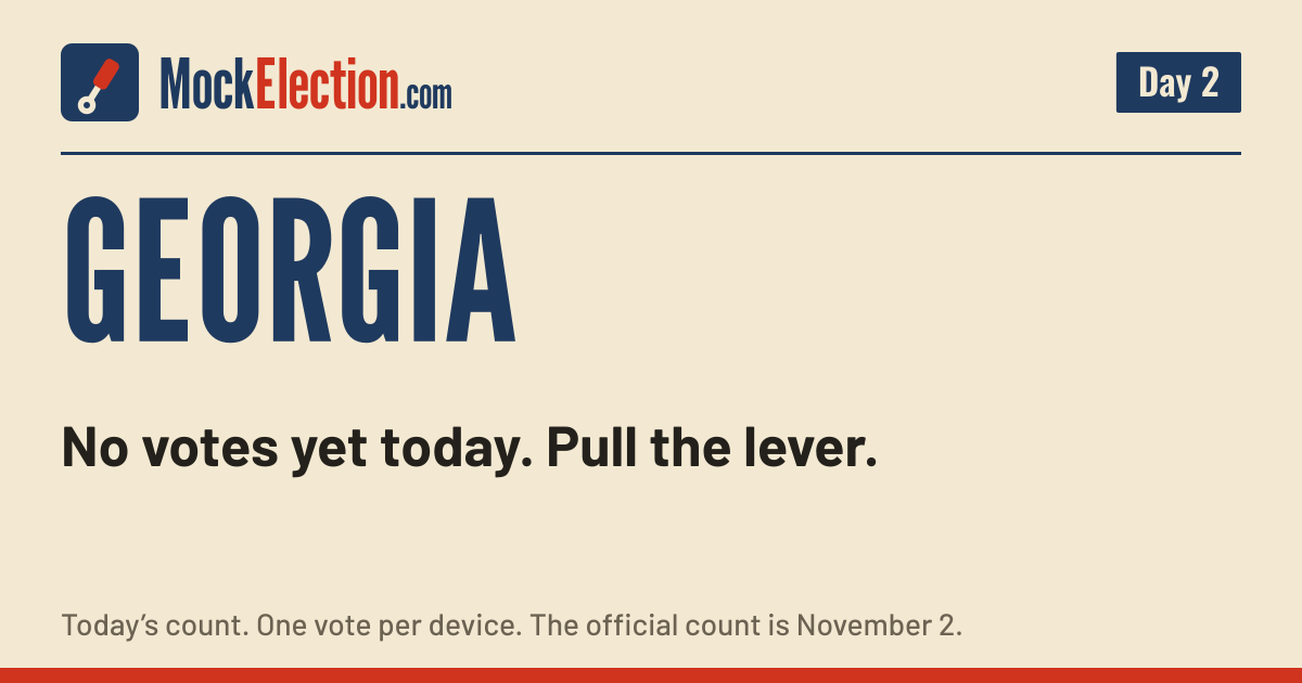 I Voted card, Georgia Mock Election, Day 2