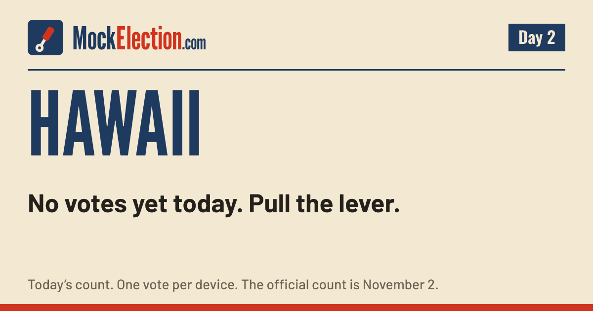I Voted card, Hawaii Mock Election, Day 2