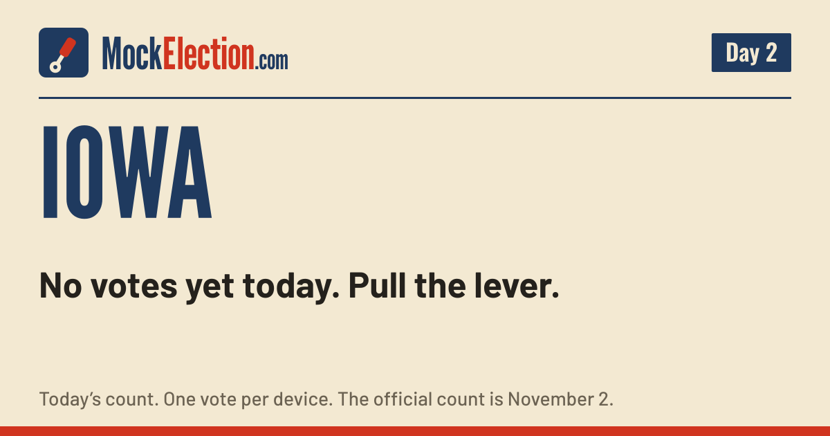 I Voted card, Iowa Mock Election, Day 2