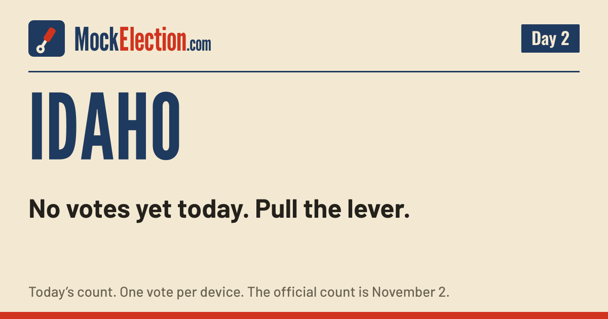 I Voted card, Idaho Mock Election, Day 2