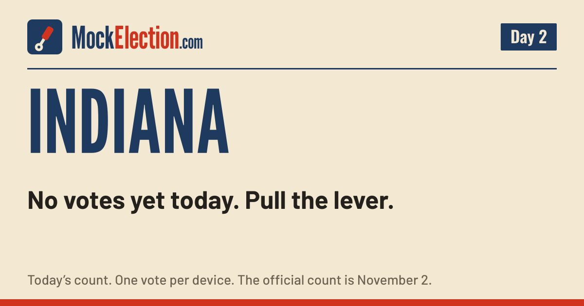 I Voted card, Indiana Mock Election, Day 2