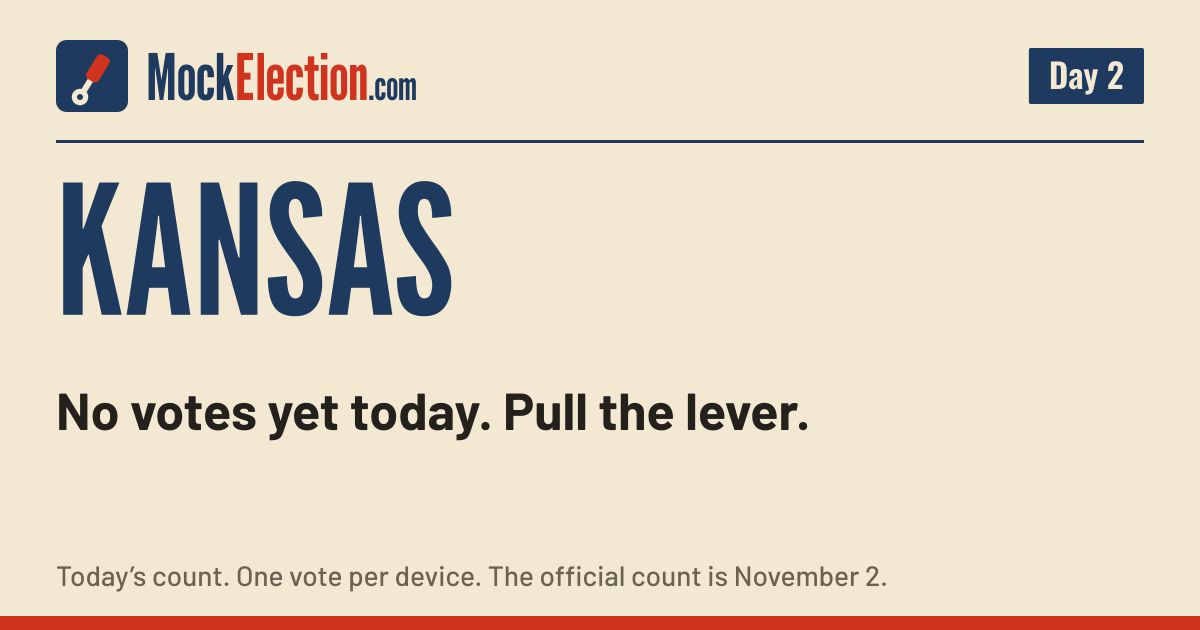 I Voted card, Kansas Mock Election, Day 2