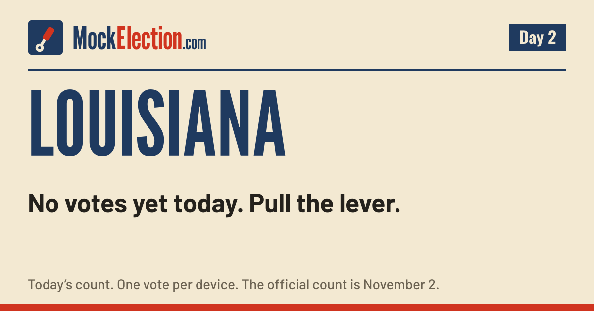 I Voted card, Louisiana Mock Election, Day 2