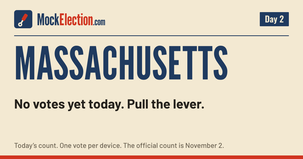 I Voted card, Massachusetts Mock Election, Day 2