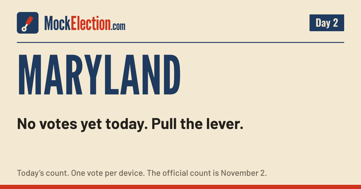 I Voted card, Maryland Mock Election, Day 2