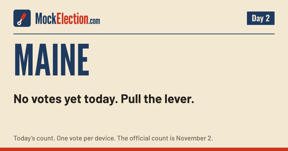 I Voted card, Maine Mock Election, Day 2
