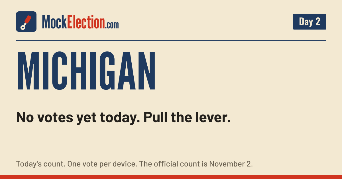 I Voted card, Michigan Mock Election, Day 2