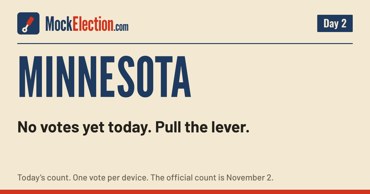 I Voted card, Minnesota Mock Election, Day 2