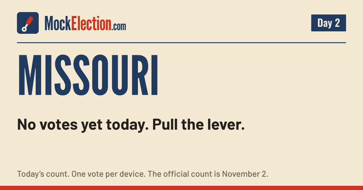 I Voted card, Missouri Mock Election, Day 2