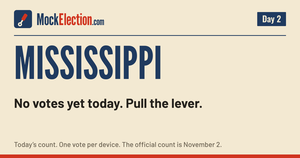 I Voted card, Mississippi Mock Election, Day 2