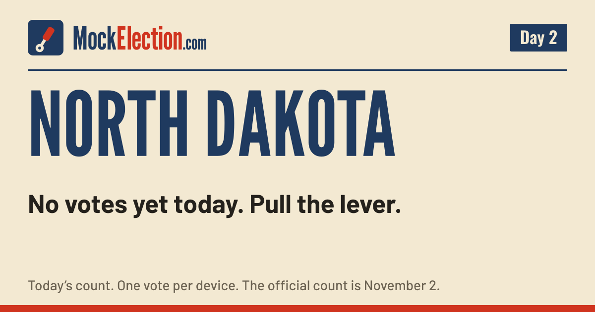 I Voted card, North Dakota Mock Election, Day 2