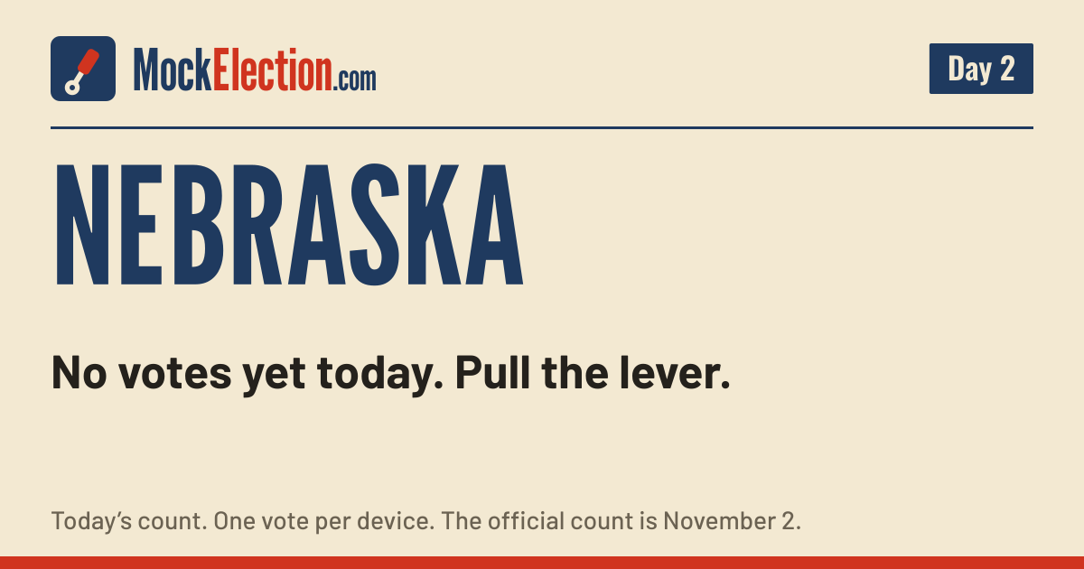 I Voted card, Nebraska Mock Election, Day 2