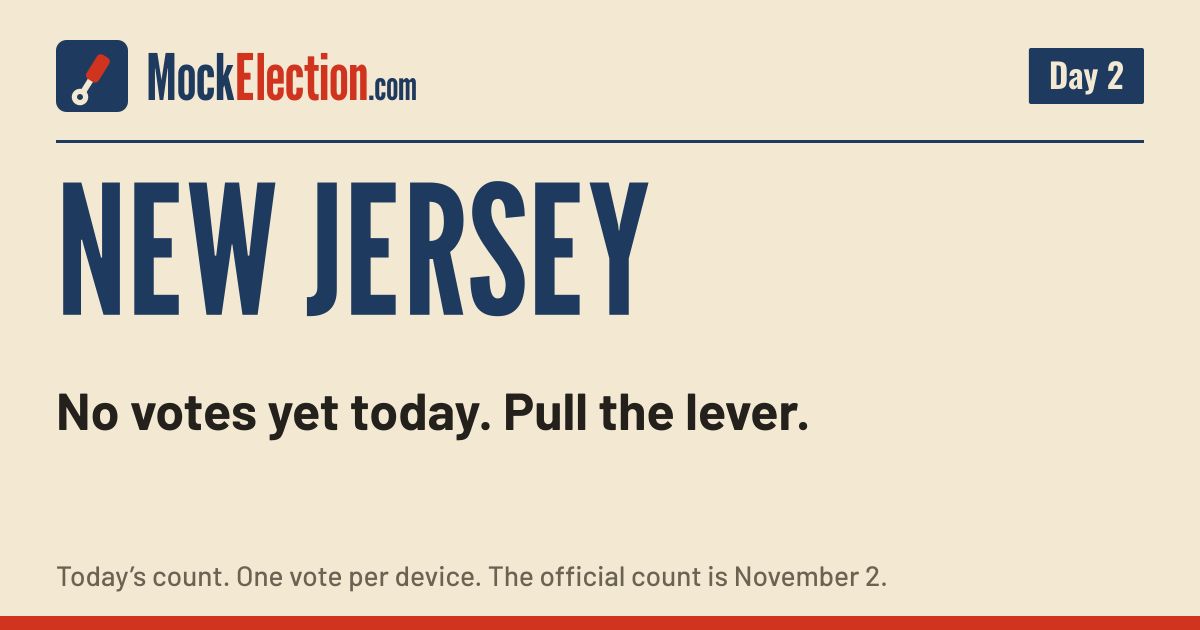 I Voted card, New Jersey Mock Election, Day 2