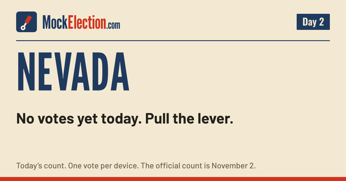 I Voted card, Nevada Mock Election, Day 2