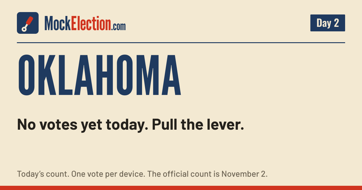 I Voted card, Oklahoma Mock Election, Day 2