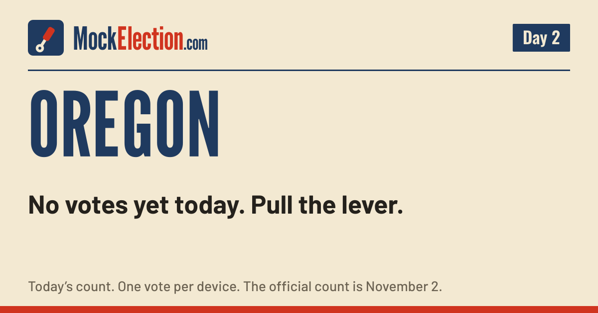 I Voted card, Oregon Mock Election, Day 2