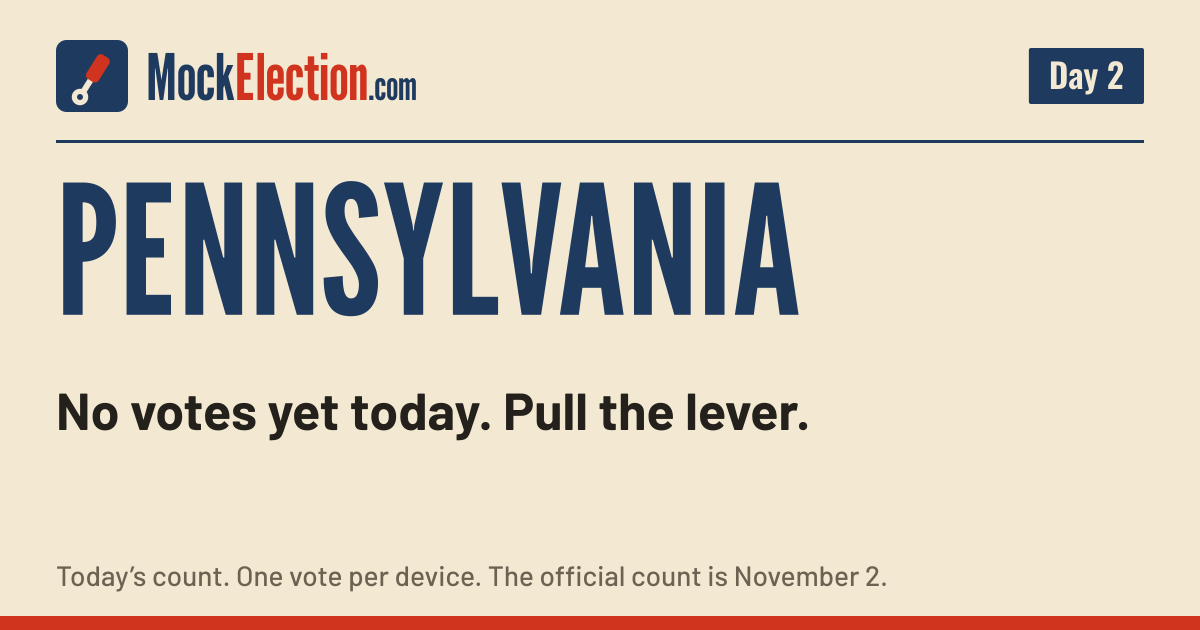 I Voted card, Pennsylvania Mock Election, Day 2