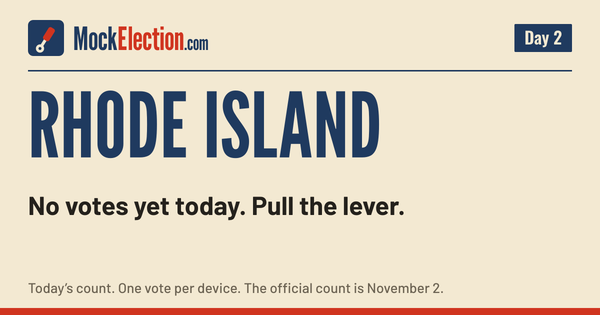 I Voted card, Rhode Island Mock Election, Day 2