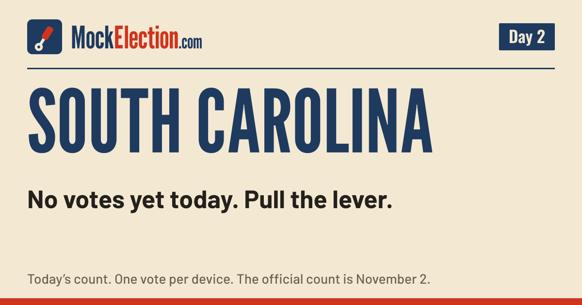 I Voted card, South Carolina Mock Election, Day 2
