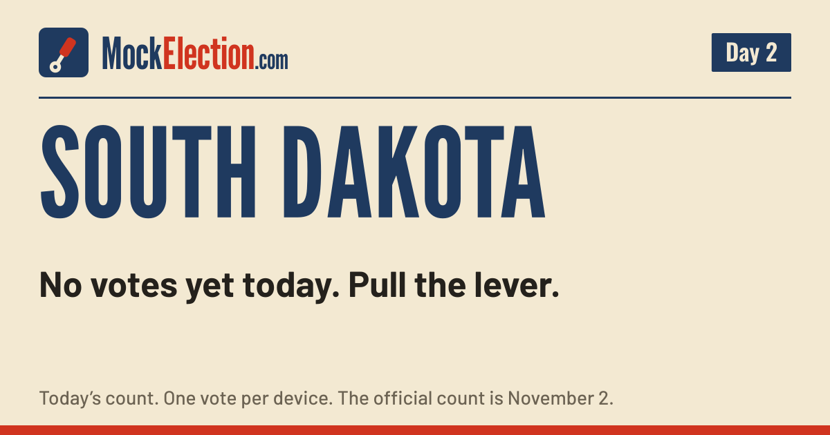 I Voted card, South Dakota Mock Election, Day 2