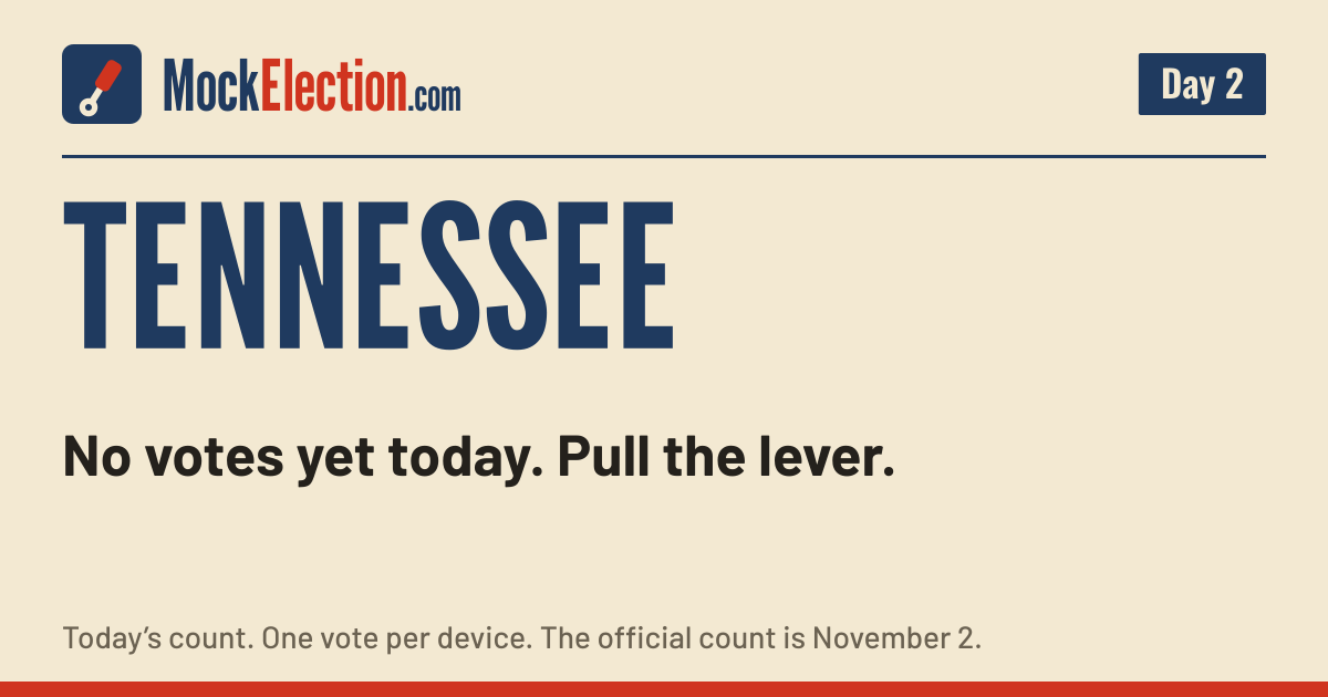 I Voted card, Tennessee Mock Election, Day 2