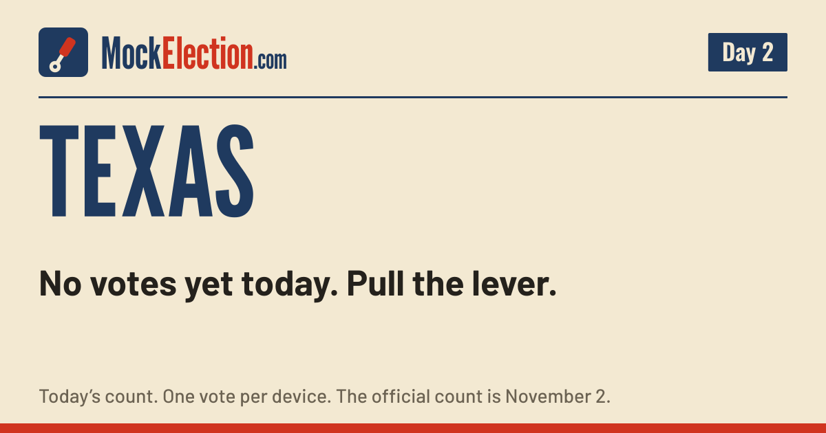I Voted card, Texas Mock Election, Day 2