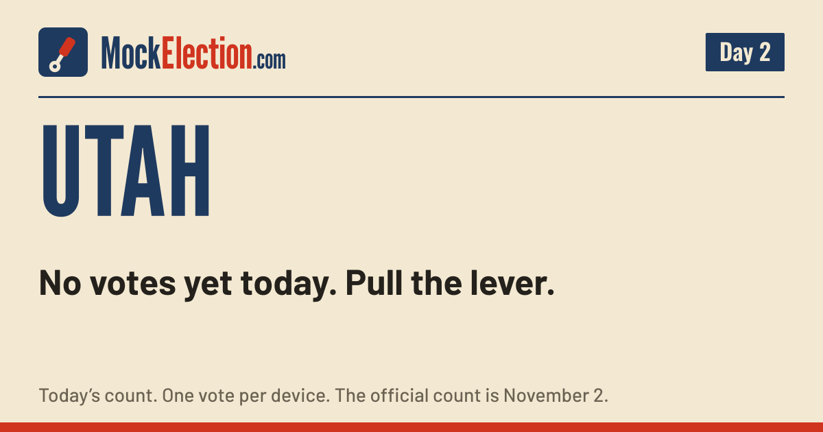 I Voted card, Utah Mock Election, Day 2