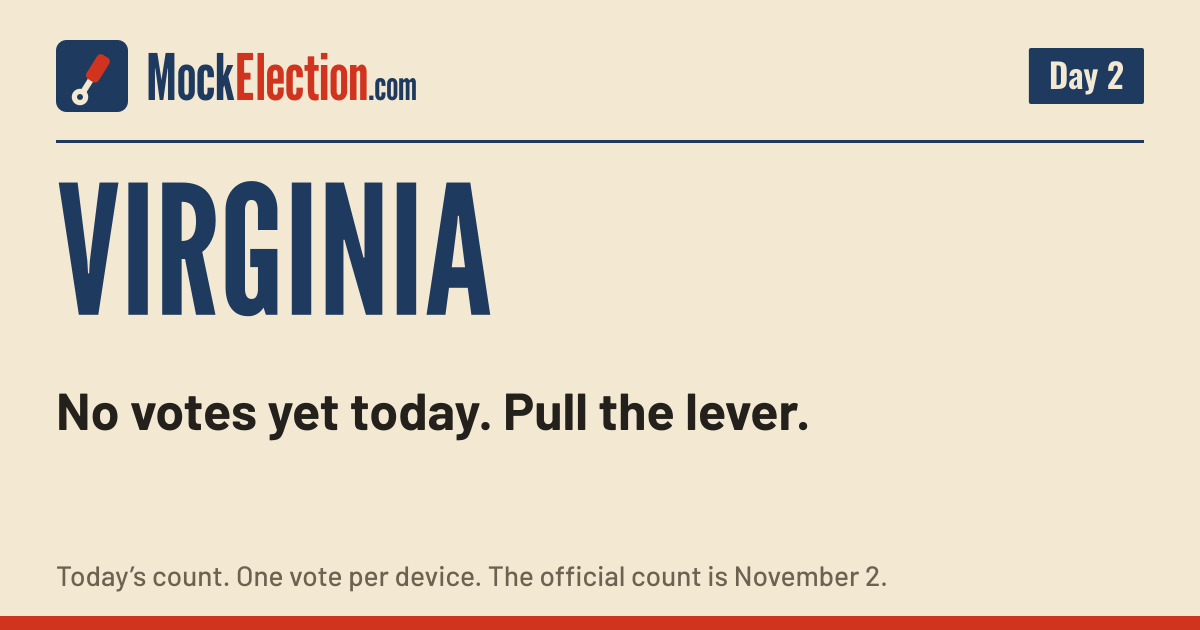 I Voted card, Virginia Mock Election, Day 2