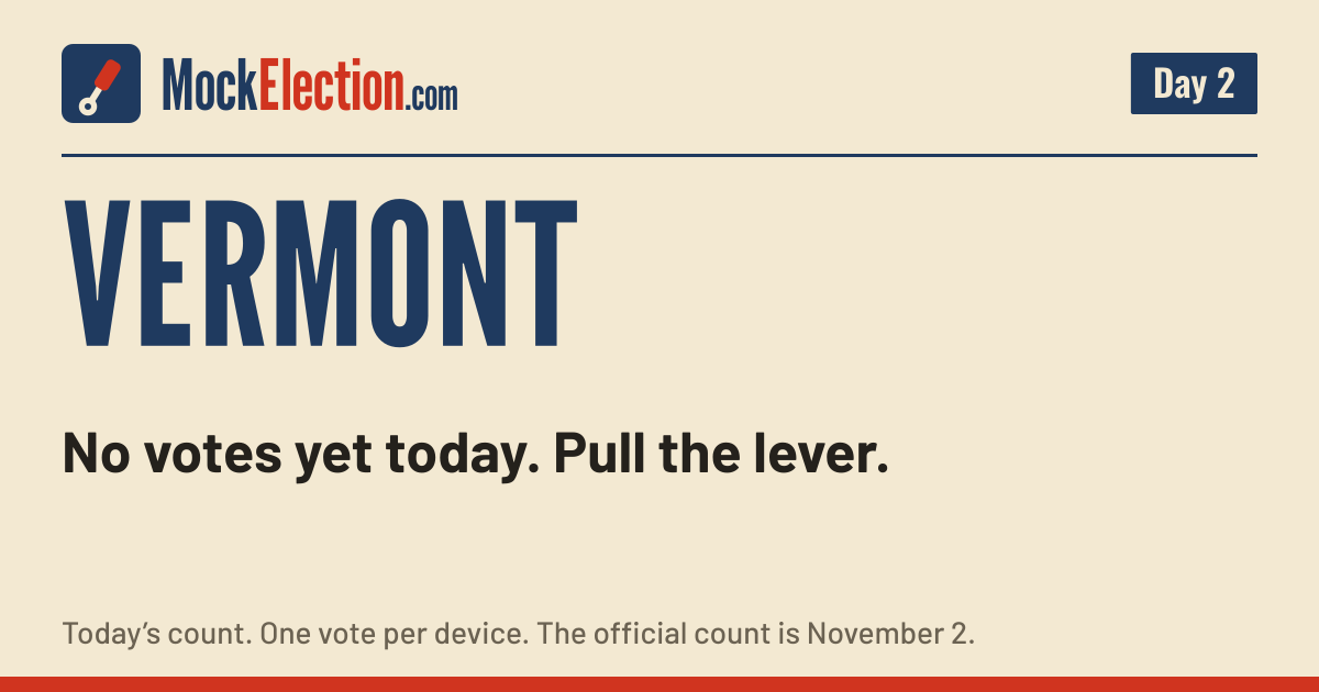 I Voted card, Vermont Mock Election, Day 2