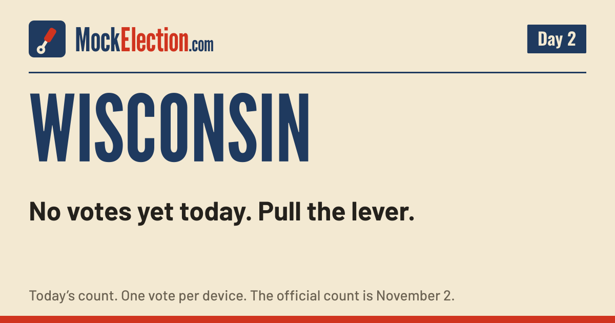 I Voted card, Wisconsin Mock Election, Day 2