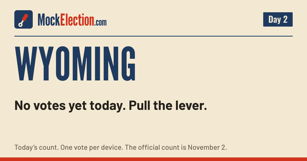 I Voted card, Wyoming Mock Election, Day 2